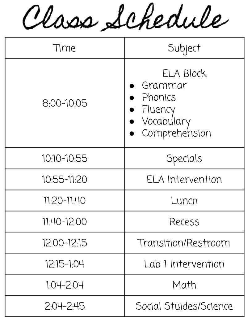 schedule